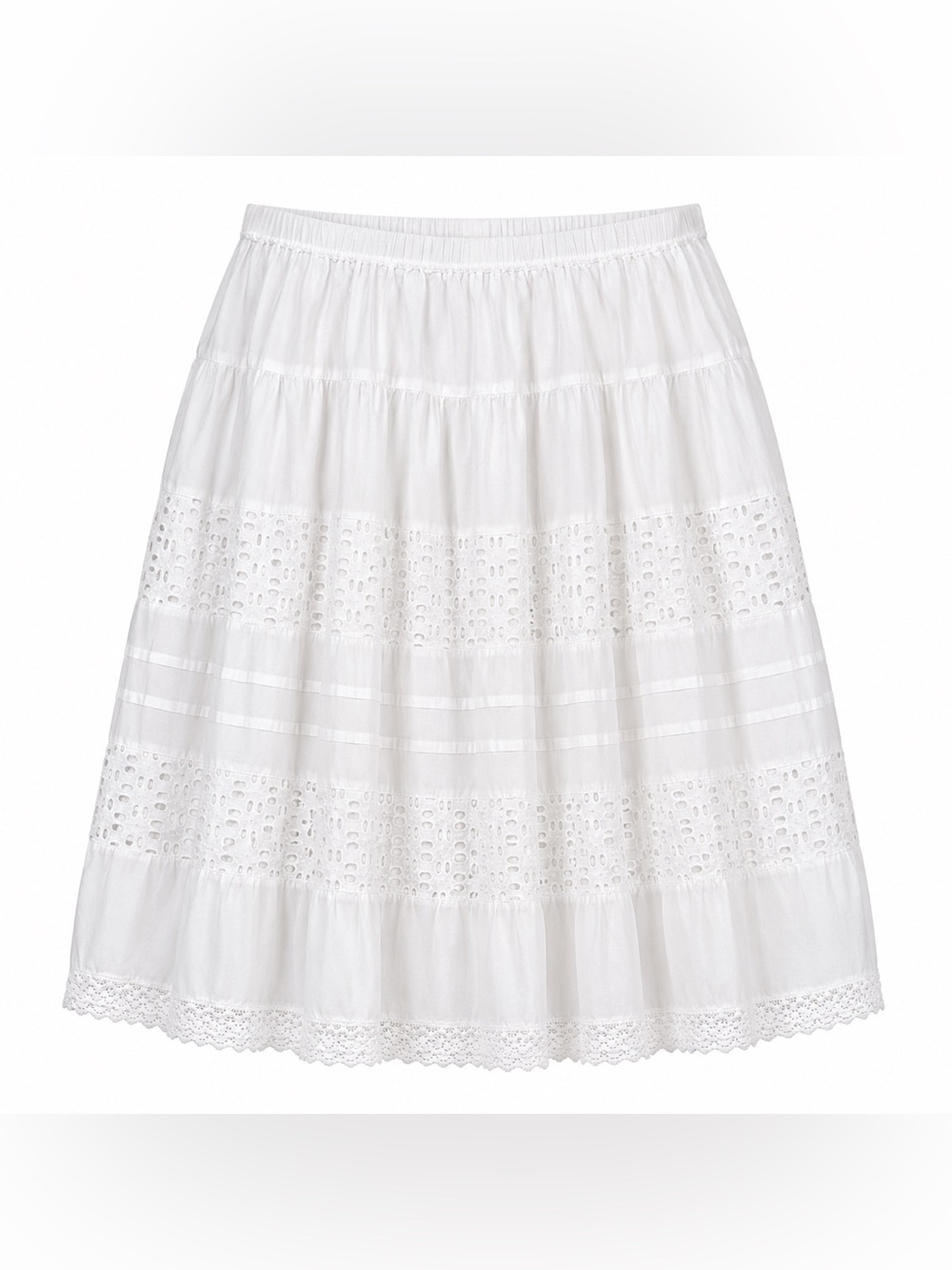 St. John's Bay White Eyelet Tiered A-Line Skirt
